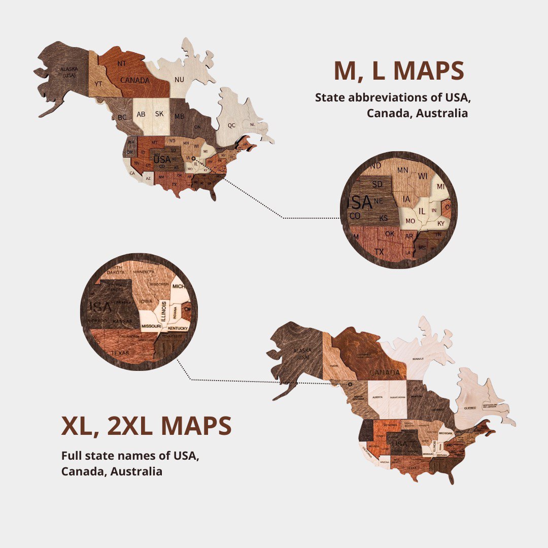 3D Wooden World Map Yellow