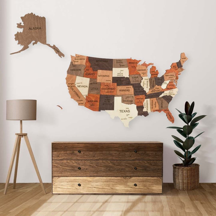 3D Wooden USA Map