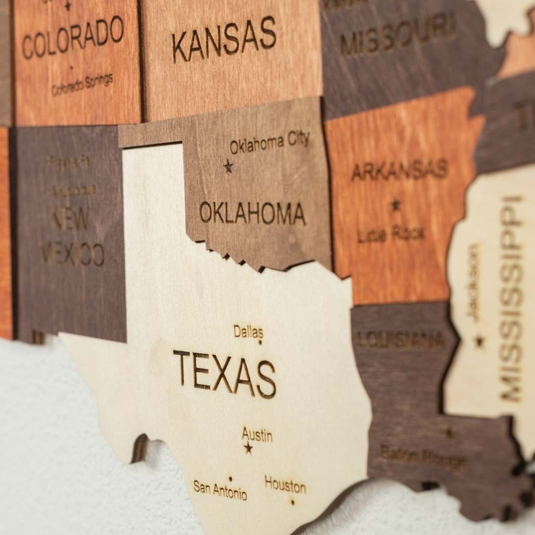 3D Wooden USA Map