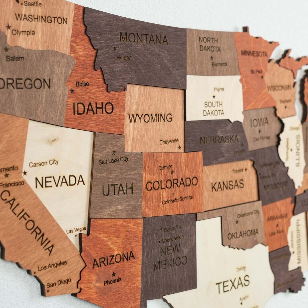 3D Wooden USA Map