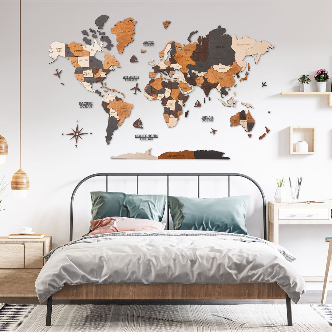 Get 3D Wooden World Map For Wall - Colorfullworlds – ColorfullWorlds